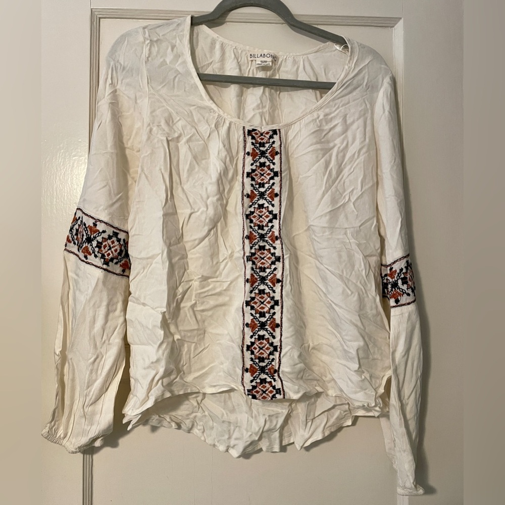 NWT Billabong Embroidered Shirt Blouse Size Small BohoRevival